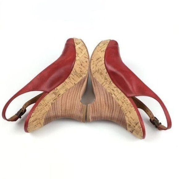 Corso Como platforms size 7 red leather cork funky - Picture 4 of 8